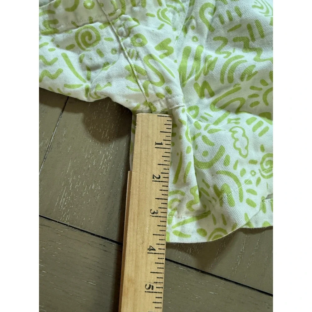 AMBSN Shorts Mens Large White Green Coachella Made In California Doodle Print